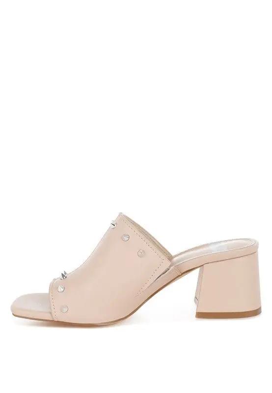 Lomela Stud Embellished Block Heel Mules for Casual Wear - Love Salve